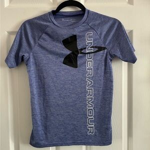 Under Armour Heathered Blue Tee with Black Logo